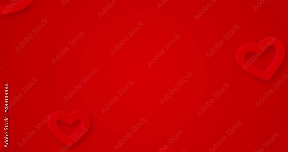 3D hot red hearts flying from center. 4k seamless looped animated background. Happy Valentine's Day digital card. Animation for event, love stories, text box, blank gift frame. Luxury template nubes