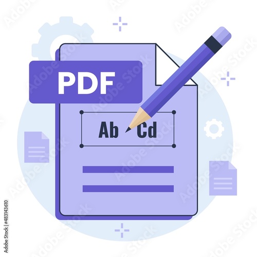 Pdf edit document illustration design concept. Illustration for websites, landing pages, mobile applications, posters and banners