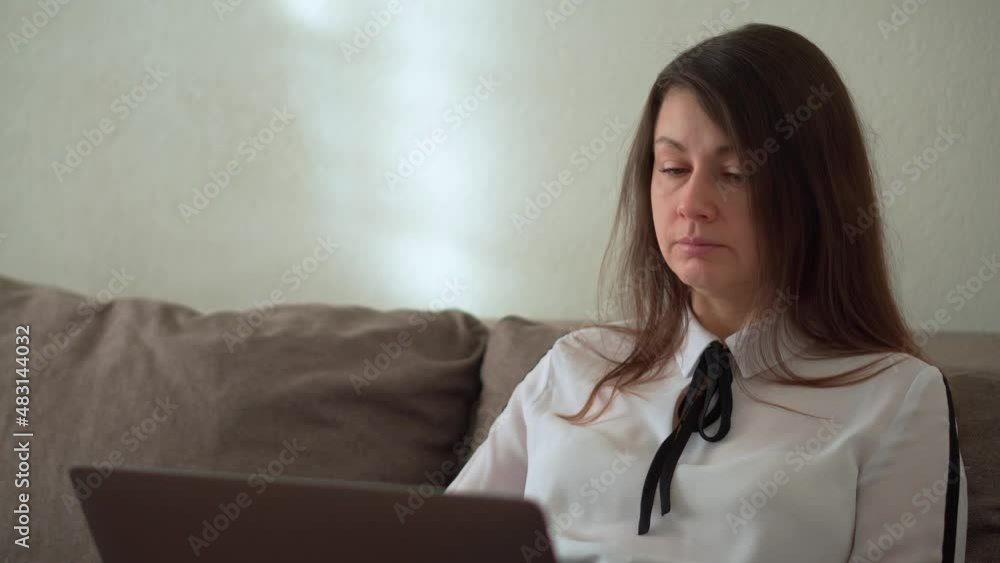 Office work. Caworking on vacation. Woman using laptop