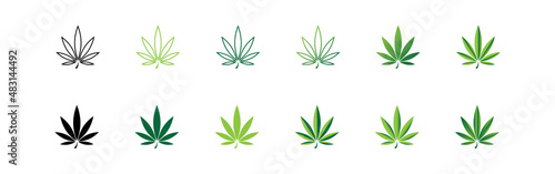 Marijuana cannabis set icon. Leaf weed hemp logo. Medicine concept, vector isolated