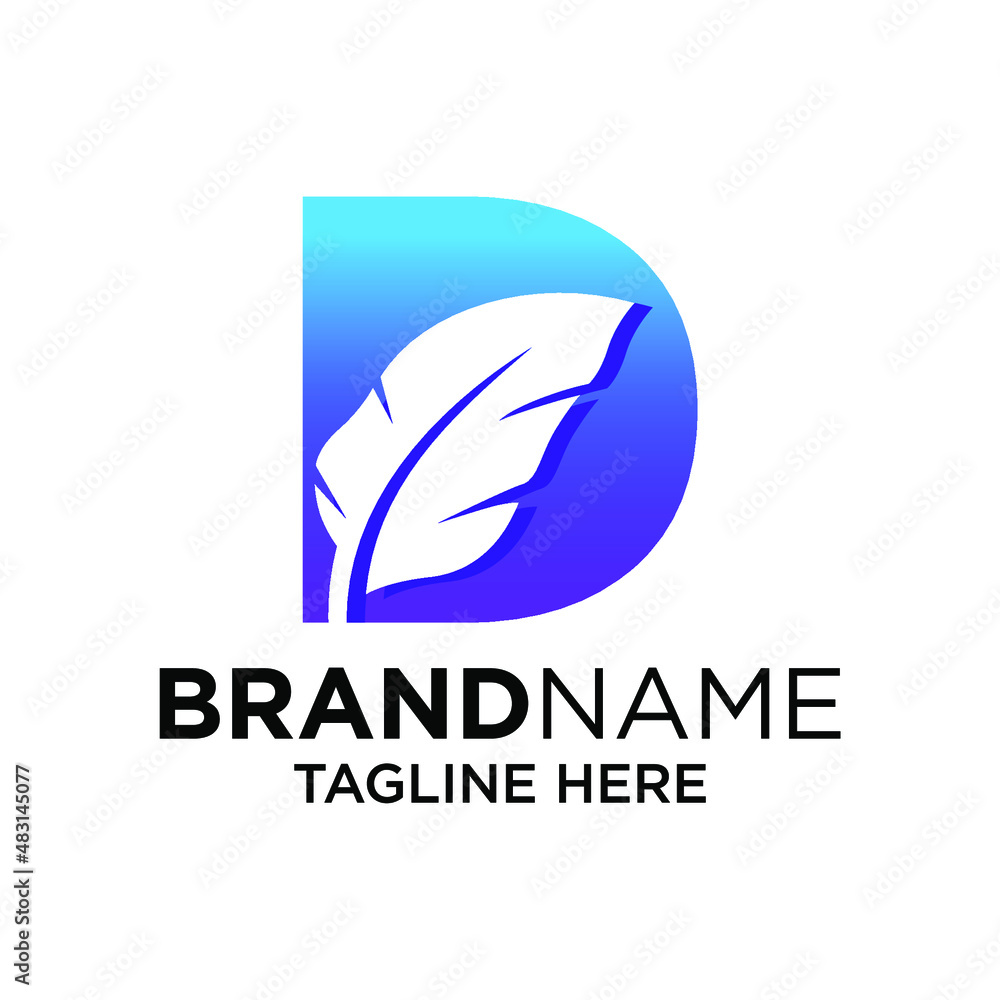Fototapeta premium Letter D Feather Logo Design Template Inspiration, Vector Illustration.