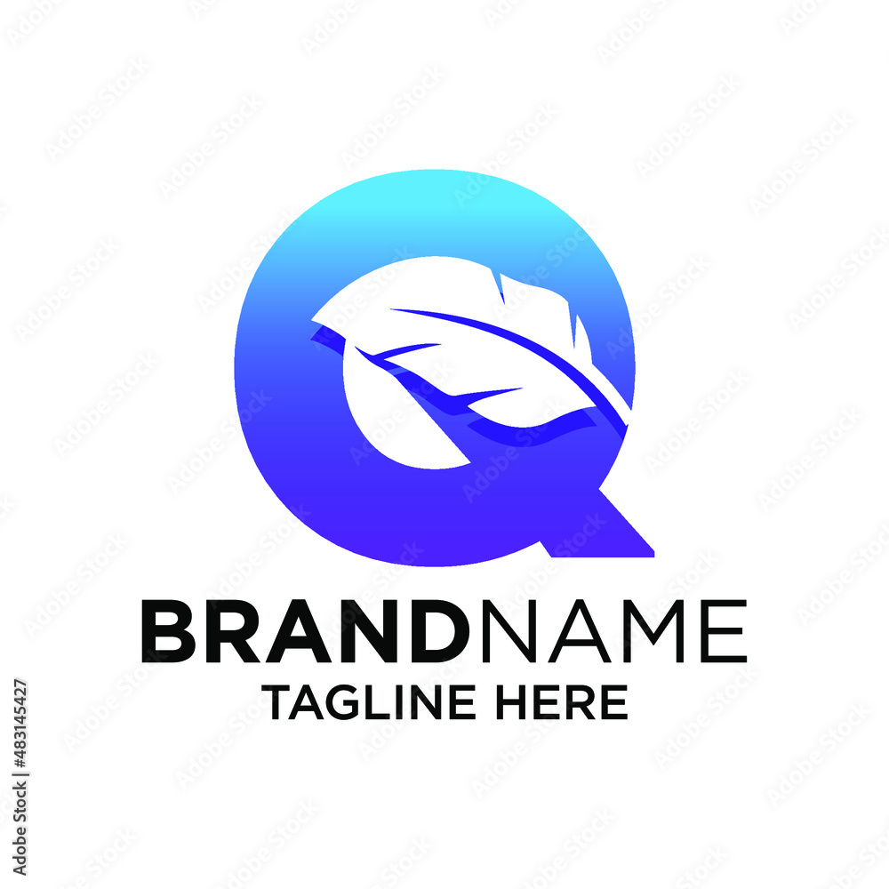 Letter Q Feather Logo Design Template Inspiration, Vector Illustration. Letter Q Feather Logo Design Template Inspiration, Vector Illustration.