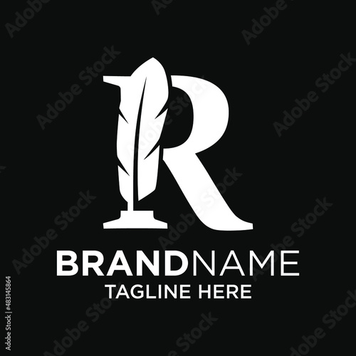 Letter R Feather Logo Design Template Inspiration, Vector Illustration.