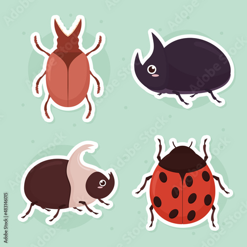 four cute bugs