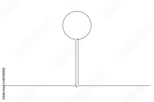 Single continuous line drawing template of round road sign. One line draw vector illustration.