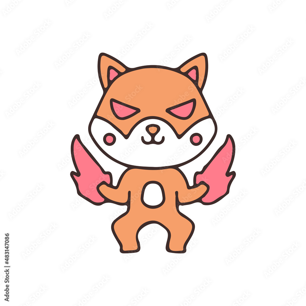 Cute shiba inu devil mascot character. Illustration for sticker and t shirt. Cute shiba inu devil mascot character. Illustration for sticker and t shirt.