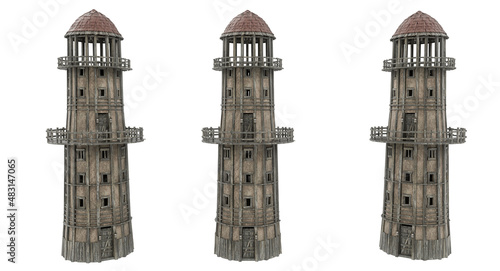 Obraz na plátne Medieval round watch tower with lookout balcony