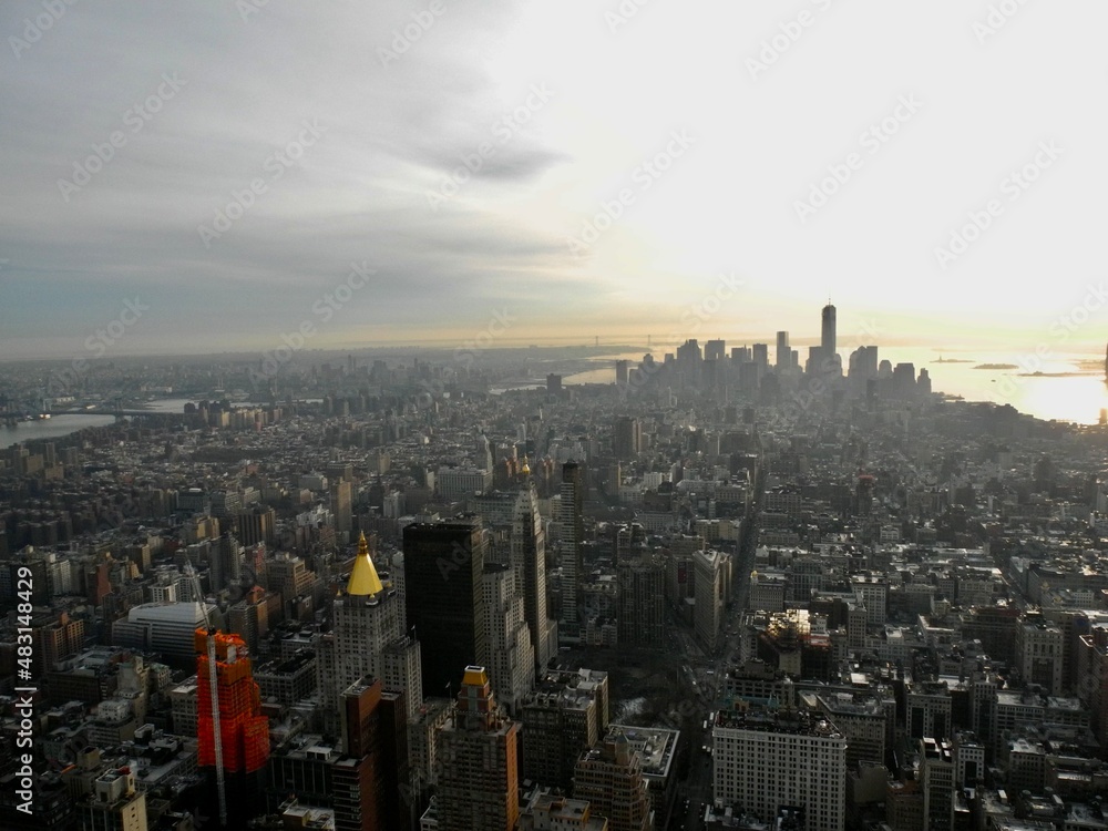 Top of Empire State Building view of New York City.