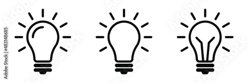 The light bulb icon vector, full of ideas and creative thinking, analytical thinking for processing. Outline symbol illustration.
