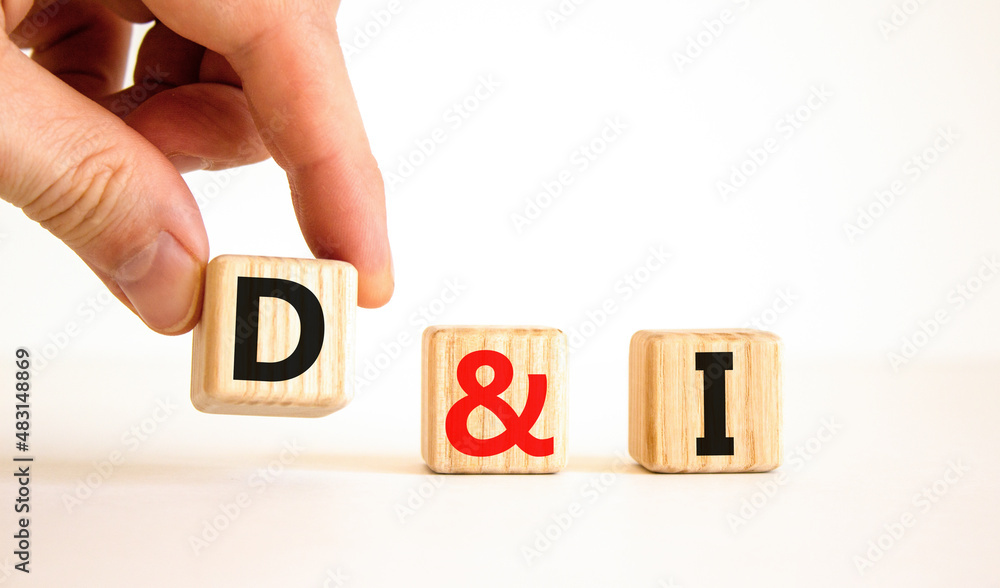 D and I, Diversity and inclusion symbol. Concept words D and I
