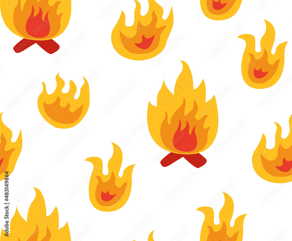 Seamless pattern with yellow flames. Vector flat background. Bonfire signs Seamless pattern with yellow flames. Vector flat background. Bonfire signs