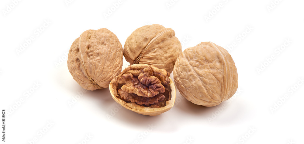 Walnuts, isolated on white background. Walnuts, isolated on white background.