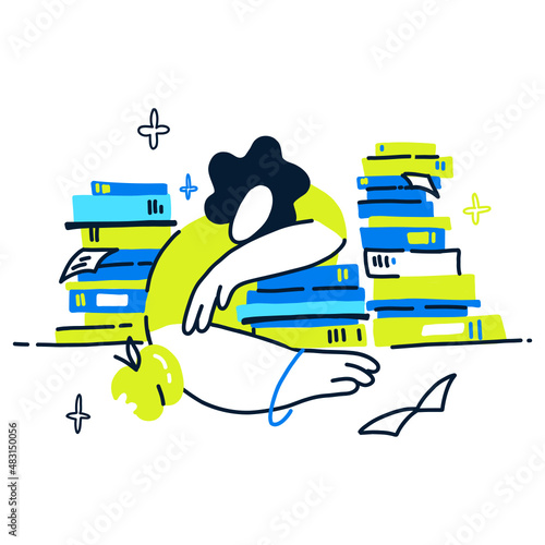 woman tired of working in the library