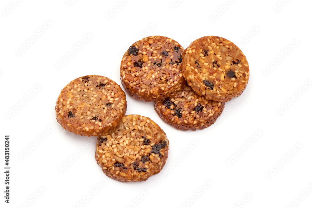 Glazed muesli sweets, isolated on white background. Glazed muesli sweets, isolated on white background.