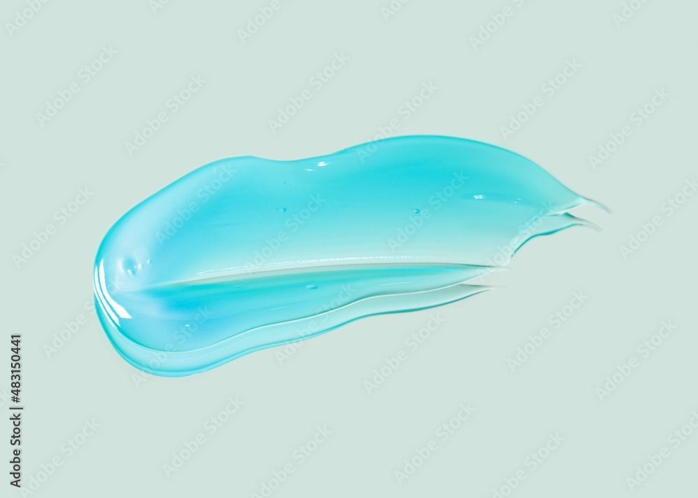Fototapeta premium Liquid gel cosmetic smudge drops texture blue grey background 