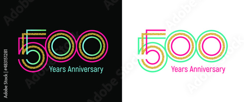 Elegant 500th anniversary logo template made of bright ribbons. Variant on dark and light backgrounds. The text in the vector file is easy to edit photo