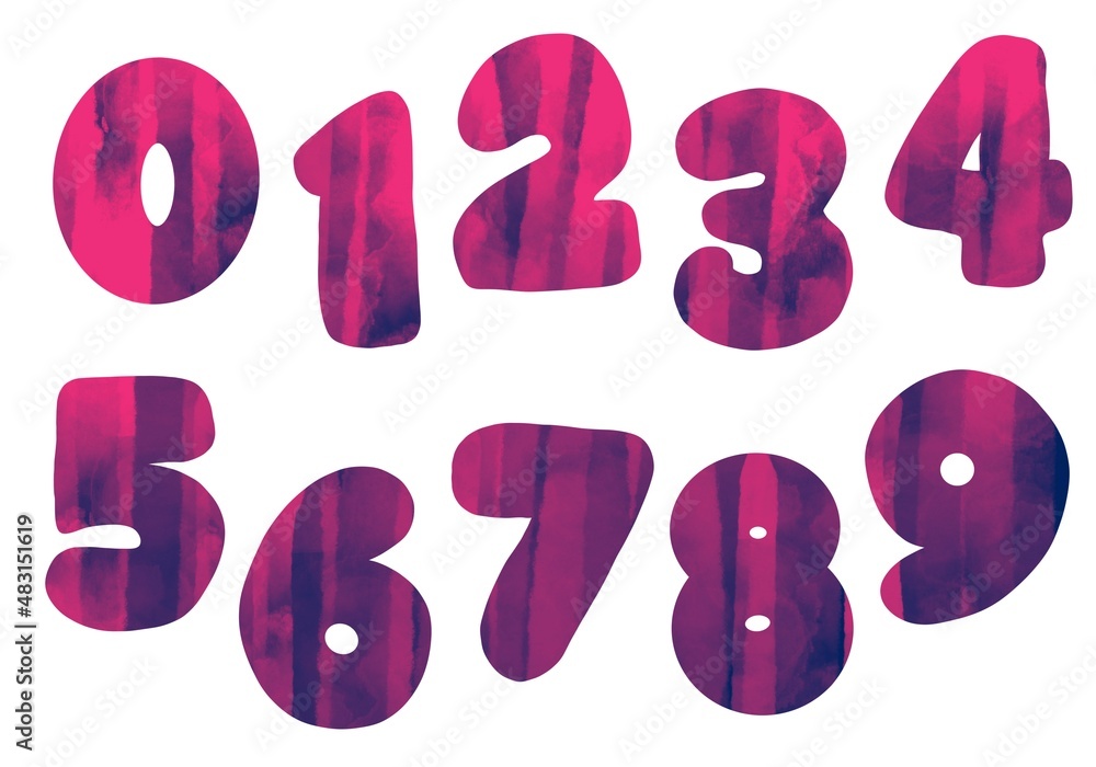 Set with coloured numbers for stickers and cards and posters and packaging and postcard and magazines Set with coloured numbers for stickers and cards and posters and packaging and postcard and magazines