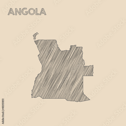 Photo Angola map hand drawn Sketch background vector,
Angola freehand Sketch map,
vintage hand drawn map