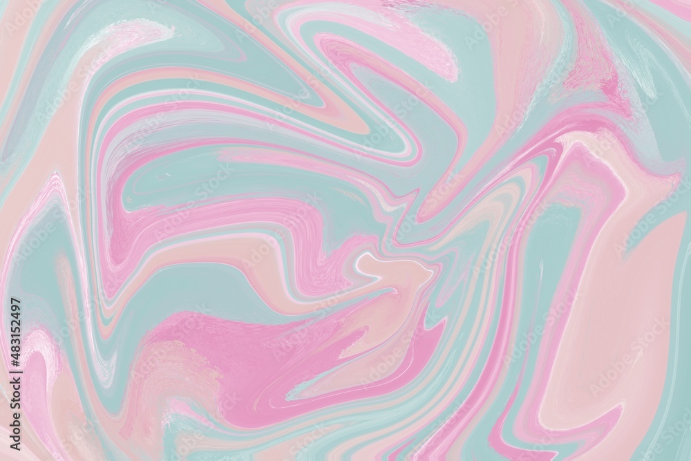 Background, pastel-colored streaks, pink, turquoise and beige watercolor paints