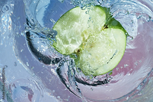 Glass with a fruit drink.