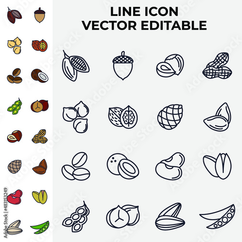 Nuts, seeds and beans elements set icon symbol template for graphic and web design collection logo vector illustration