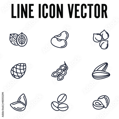 Nuts, seeds and beans elements set icon symbol template for graphic and web design collection logo vector illustration