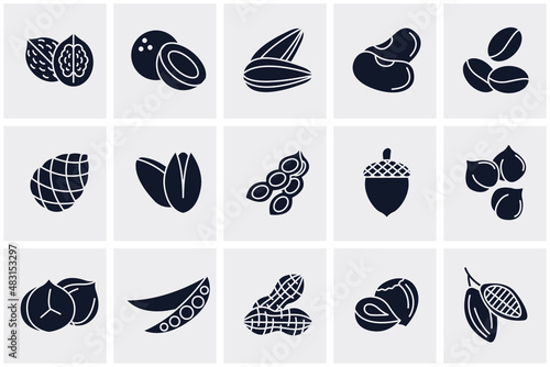 Nuts, seeds and beans elements set icon symbol template for graphic and web design collection logo vector illustration