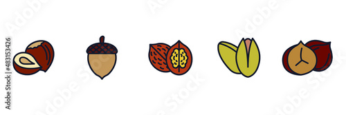 Nuts, seeds and beans elements set icon symbol template for graphic and web design collection logo vector illustration