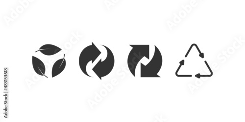 Recycling arrow in circle icon set. Recycle eco symbol collection.