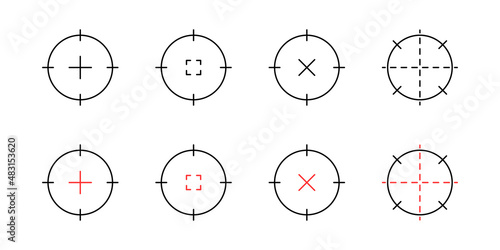 Crosshair target icon. Cross aim sniper scope vector set.