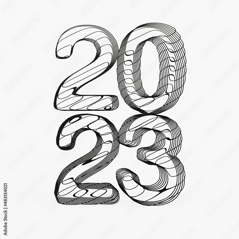Naklejka premium Typography design of 2023 with 3d style design