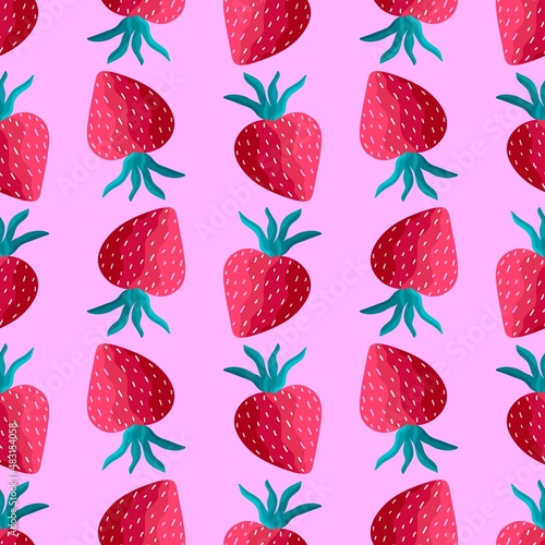 Fototapeta Naklejka Na Ścianę i Meble -  Fruit seamless strawberry pattern for fabrics and textiles and packaging and gifts and cards and linens 