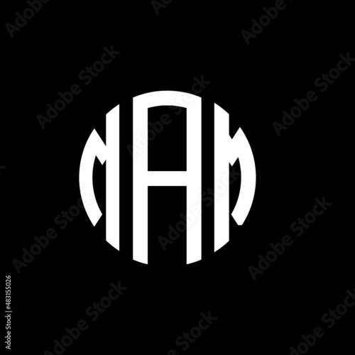 MAM letter logo design. MAM modern letter logo with black background. MAM creative  letter logo. simple and modern letter MAM logo template, MAM circle letter logo design with circle shape. MAM   photo