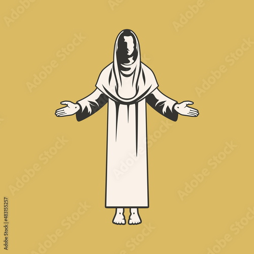 Easter vector illustration. Resurrected Lord Jesus Christ.