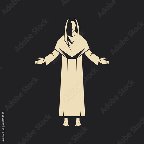 Easter vector illustration. Resurrected Lord Jesus Christ.