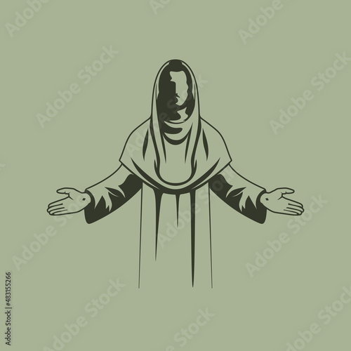 Easter vector illustration. Resurrected Lord Jesus Christ.