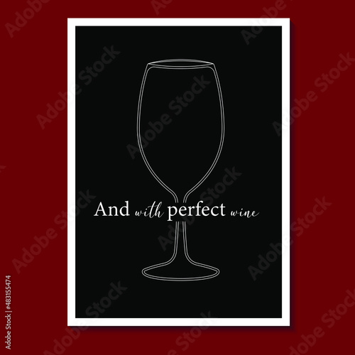 Minimalist Kitchen Poster Vector. And with perfect wine. Wording design, Wall Art, Kitchen Wall Decor, Black and White Decor. Vector illustration