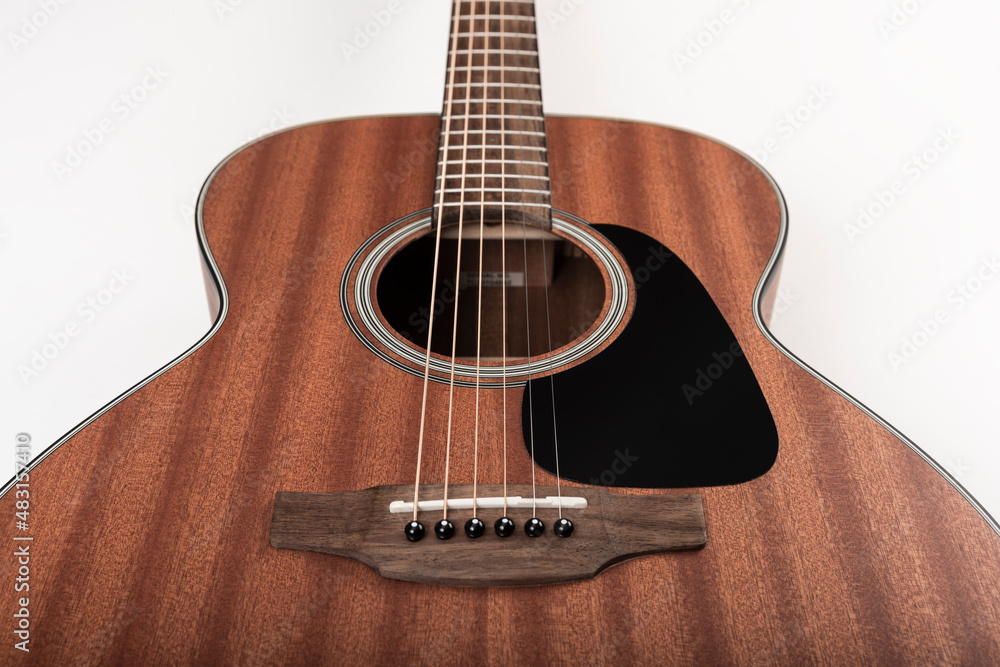 Traditional mahogany acoustic guitar
