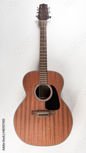 Traditional mahogany acoustic guitar