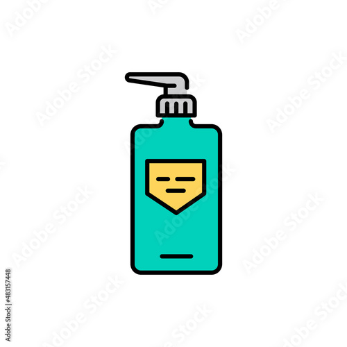 Bottle balm or conditioner color line icon. Pictogram for web page