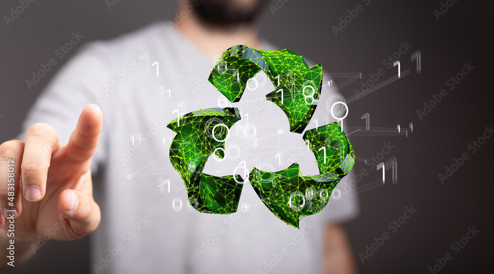 Green recycle sign, three arrows 3D Green recycle sign, three arrows 3D
