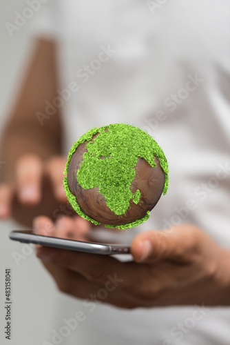 Green 3D Planet Concept, re...
