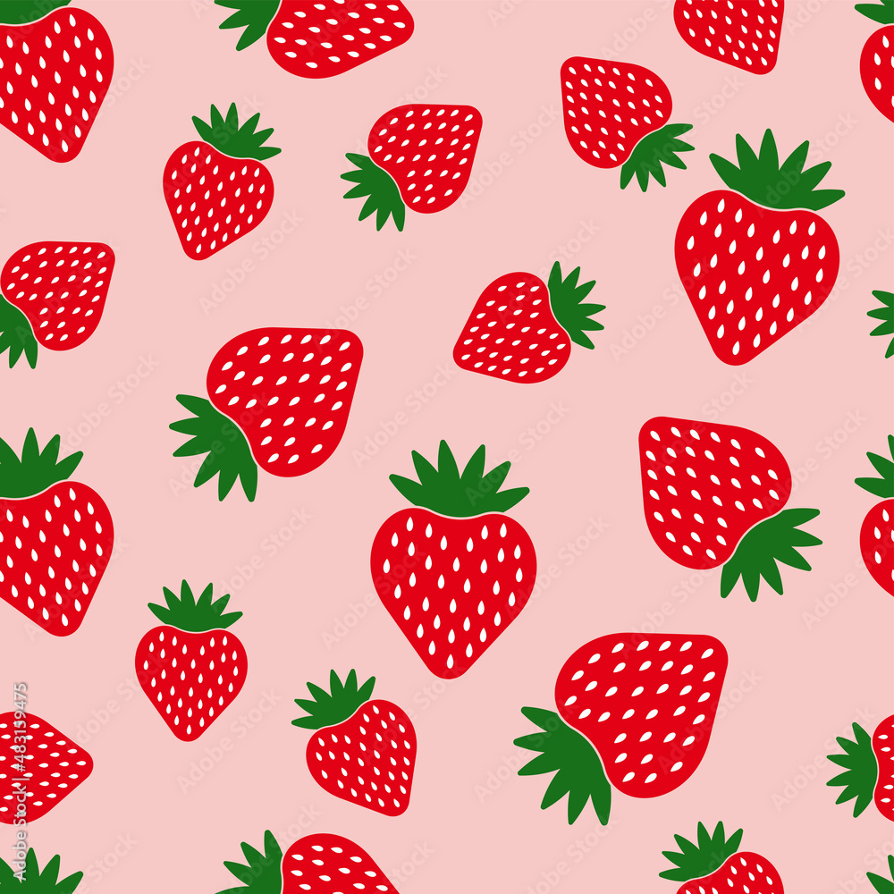Strawberry abstract seamless pattern on pink background for typography, textiles or packaging design. Vector illustration Strawberry abstract seamless pattern on pink background for typography, textiles or packaging design. Vector illustration