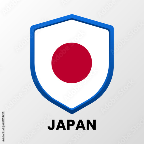 Free Download The national flag of the State of Japan in the form of a shield on a light background - GFXLoad
