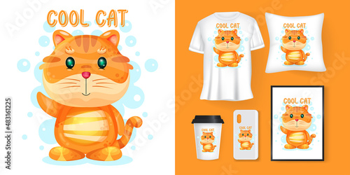 cute cat cartoon and merchandising