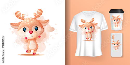 cute deer poster and merchandising