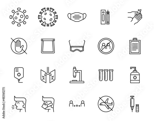 Coronavirus line icons set ,Editable stroke, vector illustration.