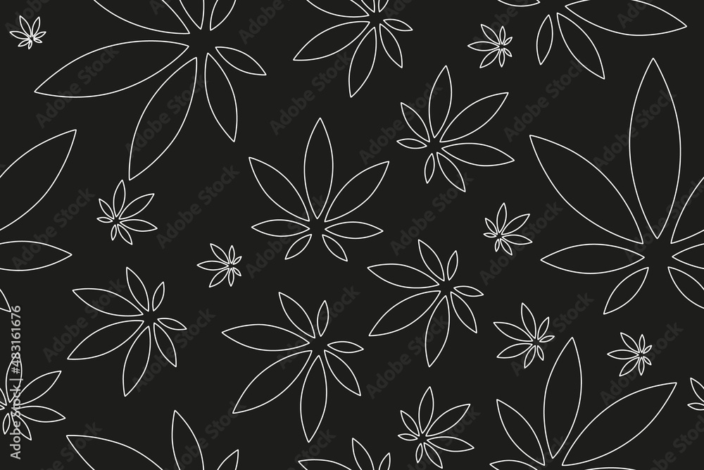Fototapeta premium Marijuana leaves seamless vector pattern. Cannabis plant background. Pattern of ganja.