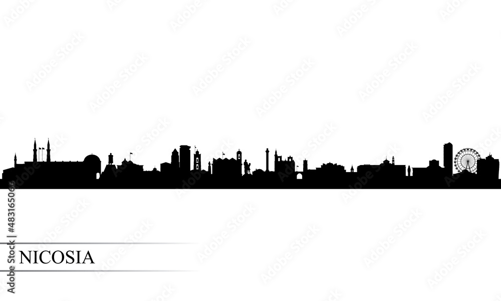 Nicosia city skyline silhouette background