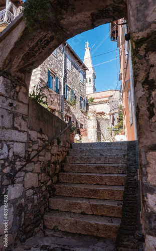 Amazing, narrow, colorful streets of Rovinj, popular tourist destination in croatian region of Istria © Miroslav Posavec